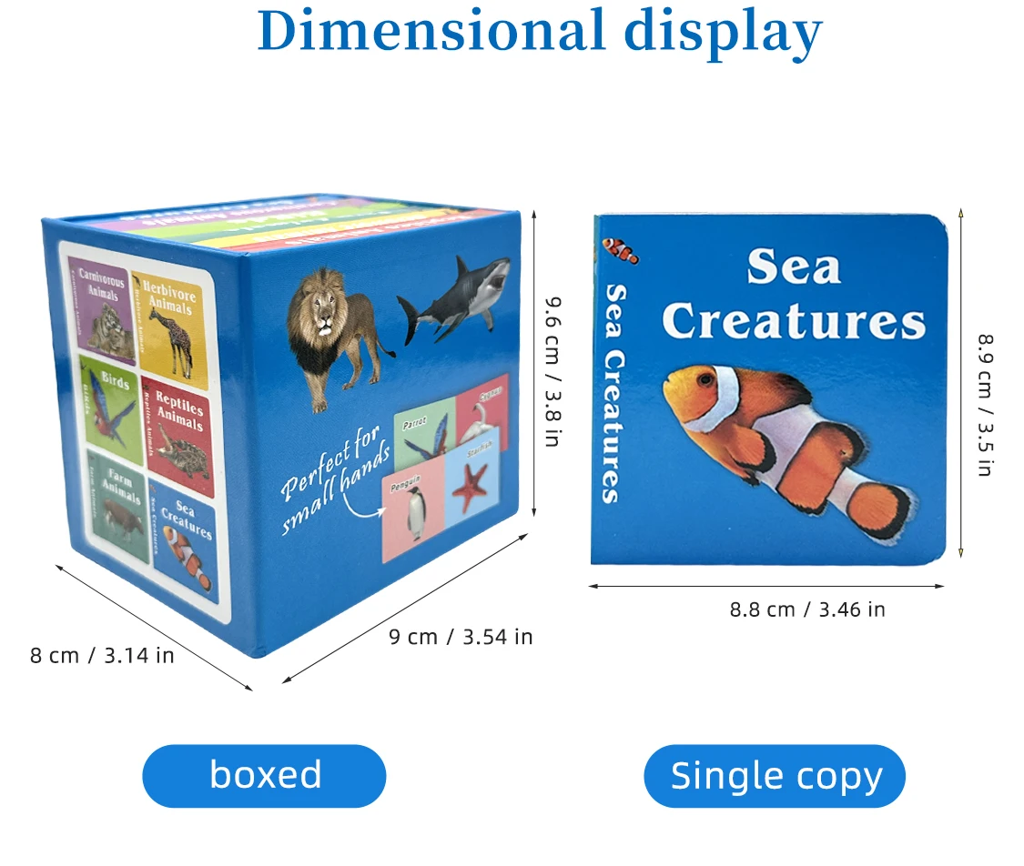 1 Box Of 6 Baby Flip Books Animal Cards Enrichment Readers Enlightenment Books English Version