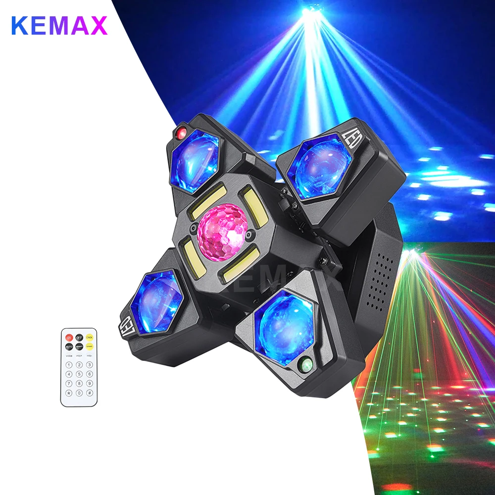 60W Disco Lights 4-Arm Moving Head DJ Light Remote Control Mini Beam Nightclub Lights DMX512 Stage Effect Lighting For Events
