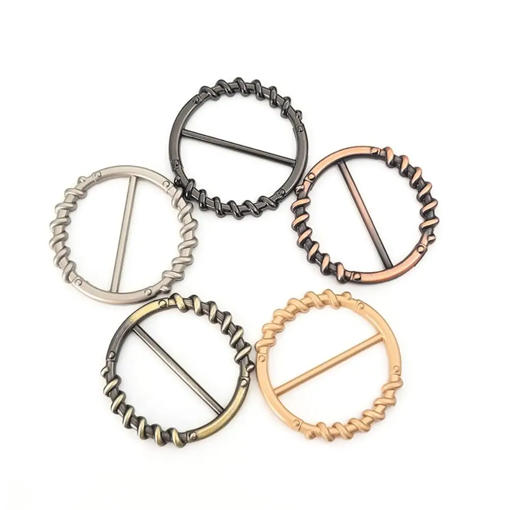 Waist Adjustment Fixed Snap Clothing Corner Knotted Buckles Multifunctional Hijab Scarf Clip Round Metal Scarf Buckle Gold image 5