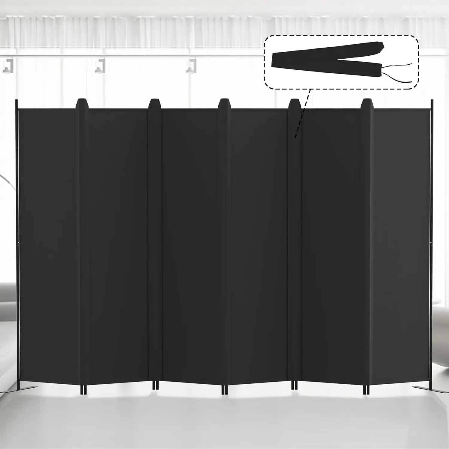 

6-Panel Folding Room Divider, 6FT Tall Privacy Screen for Home Office, Black 120x72 Inches