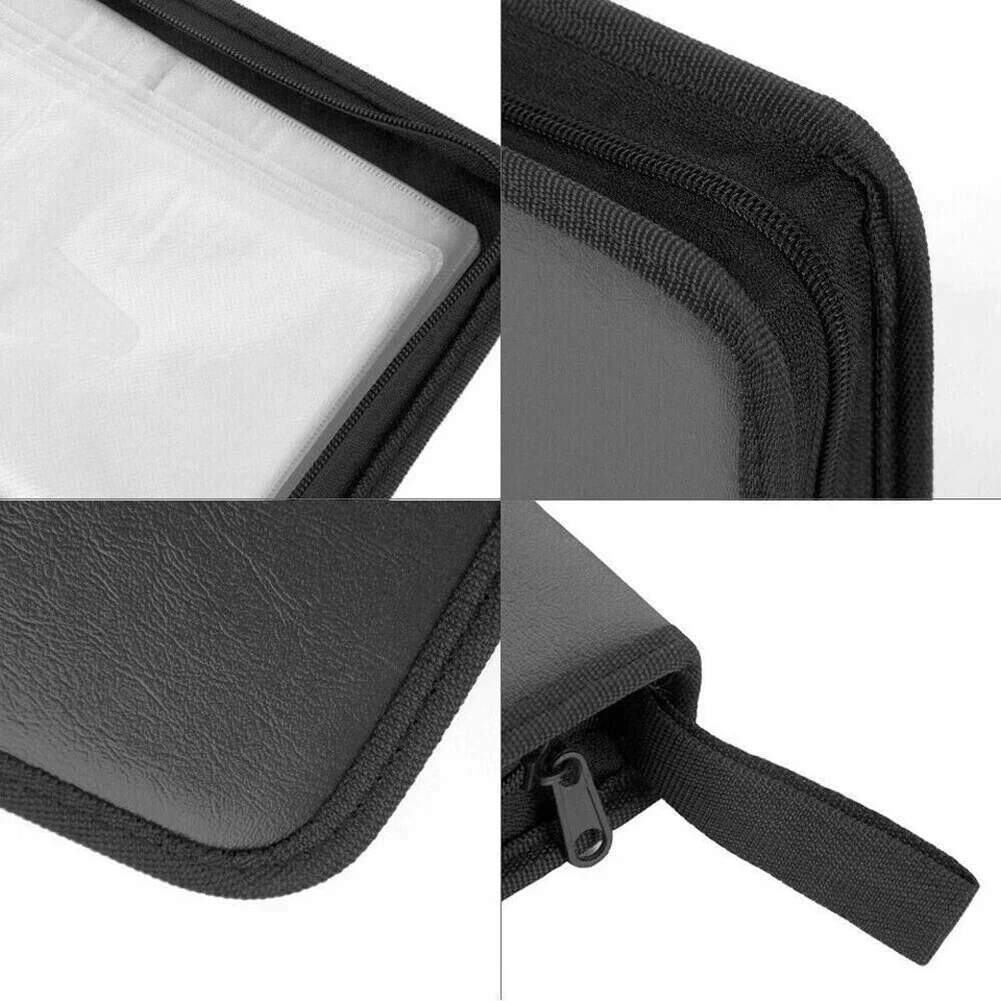 Portable Zipper DVD CD Holder 80pcs Capacity Storage Pouch Bag Double-side CD DVD Storage Sleeve Case Wallet Album Carrying Case