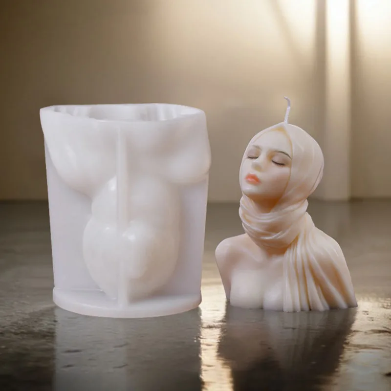 DIY Sweet Girls Portrait Candle Silicone Mold Handicraft 3D Ladies Bust Aromatherapy Candle Plaster Resin Mould Home Decor Gifts