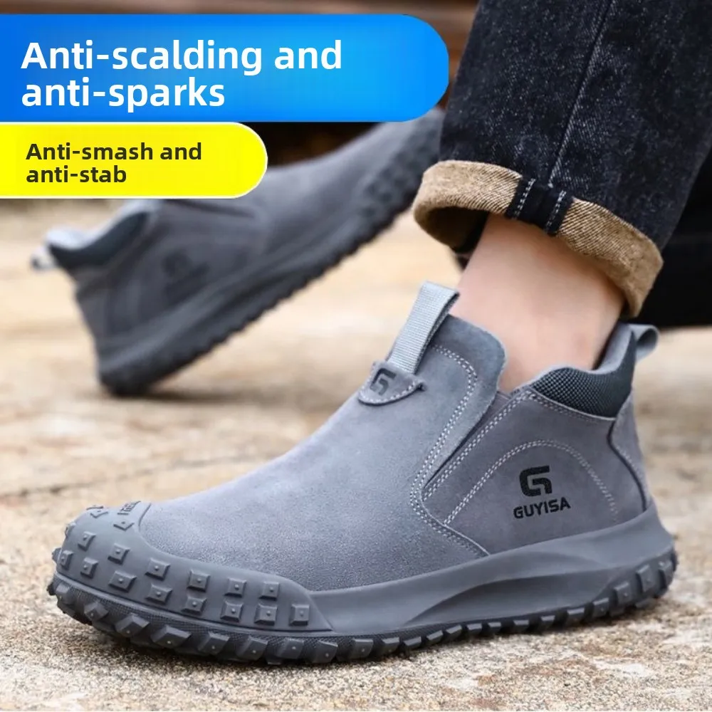 Anti Scalding Welder Safety Boots Men Fireproof Steel Toe Anti Smash Puncture Proof Construction Work Shoes Protective Footwear