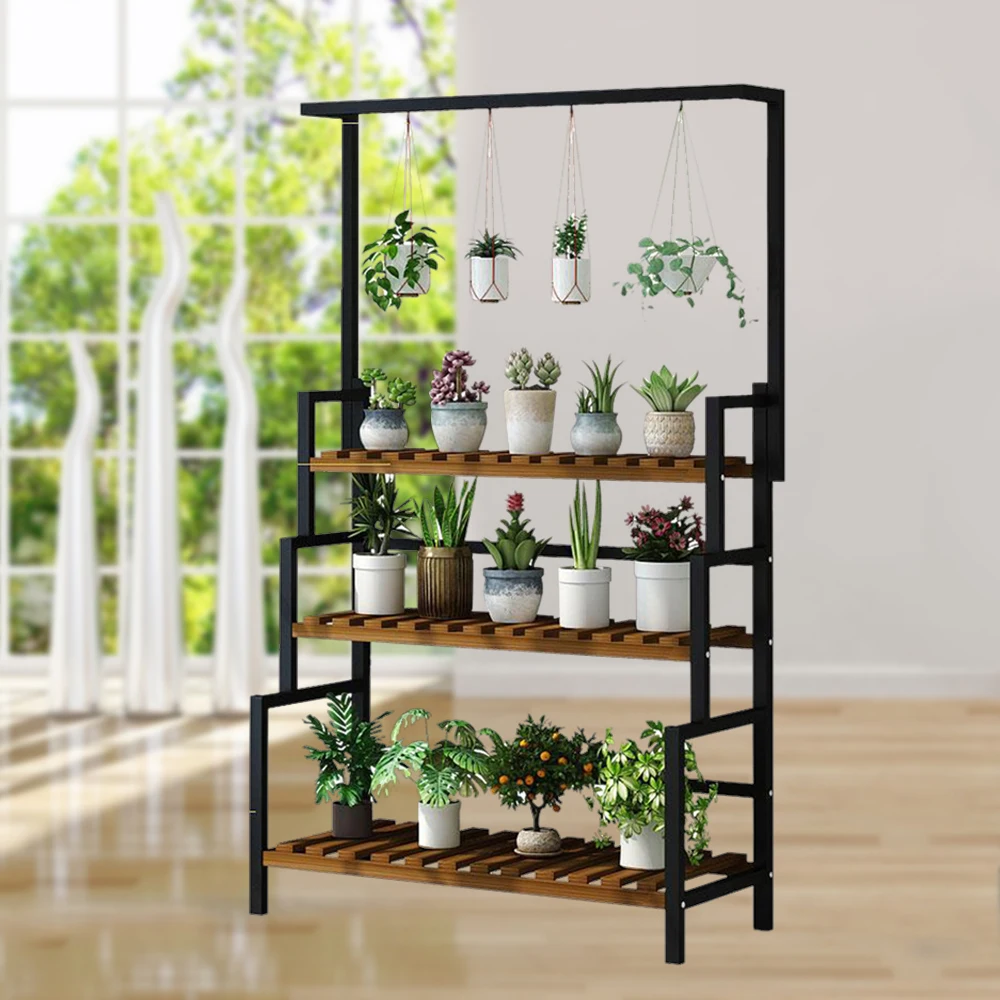 3-Layer Flower Display Stand Plant Shelf Antirust Storage Rack Garden Home Decor