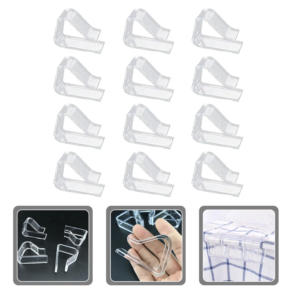 12 pièces pince à cintrée nappe transparente nappes couverture acrylique Clips support poids