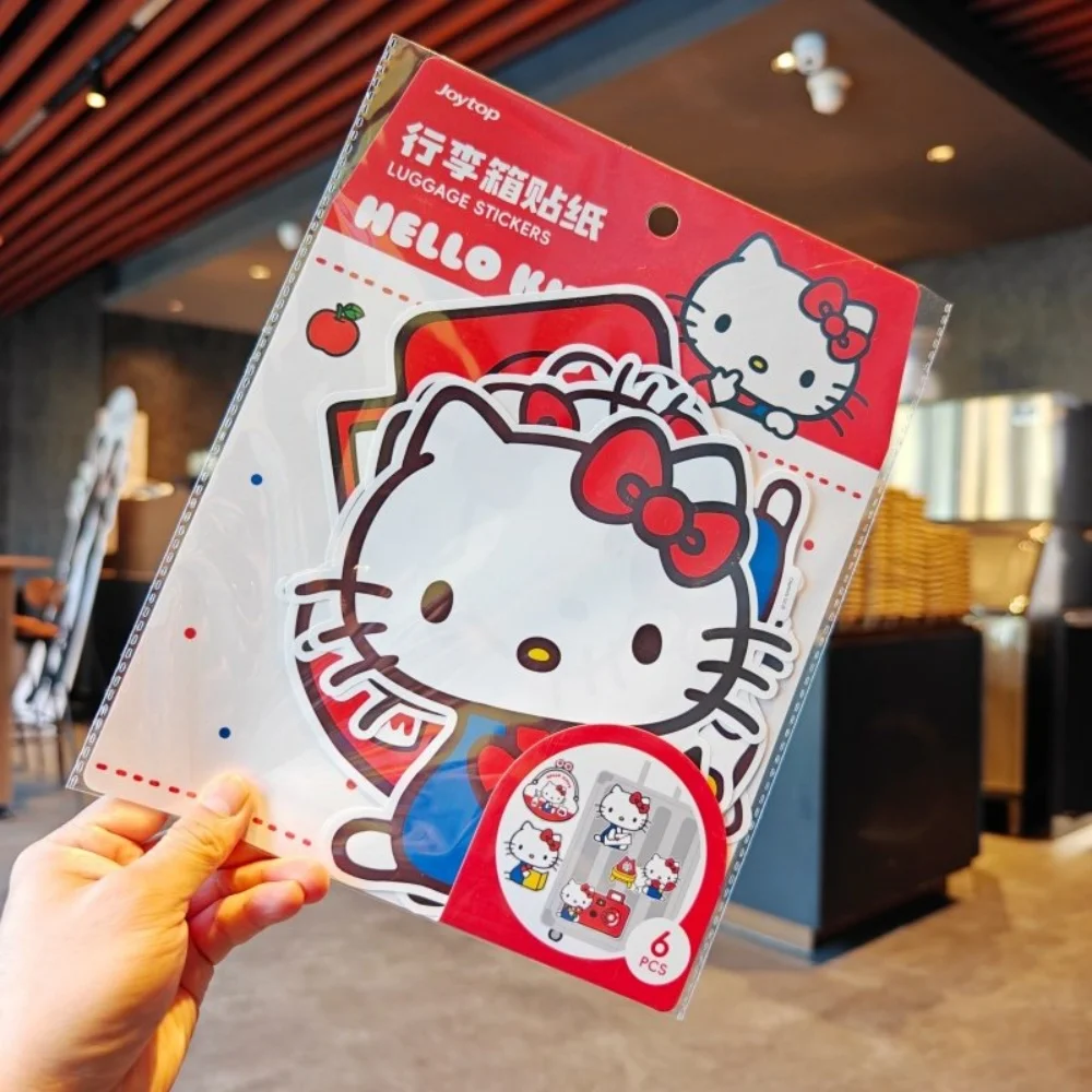 정품 만화 산리오 헬로 키티 여행가방 대형 스티커 장식 노트북 라벨 장식 스티커 소녀 선물