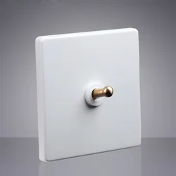High Quality 1-4 Gang 86 Retro White Wall Lamp Brass Toggle Switch Outlet Single Dual Control 2 Way Light Switch 10A 250V