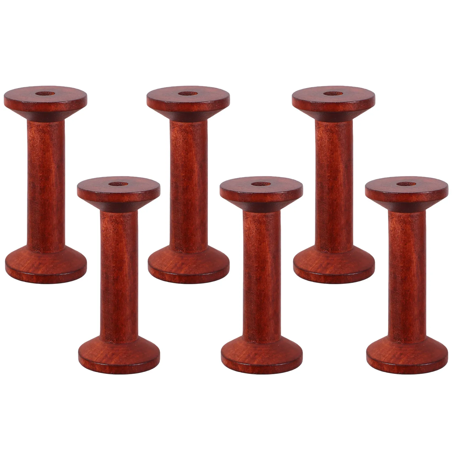 6Pcs Wooden Bobbins Vintage Style Thread Holder Sewing Thread Spool Organizer Compact Storage Rack Yarn Holder for Crafts