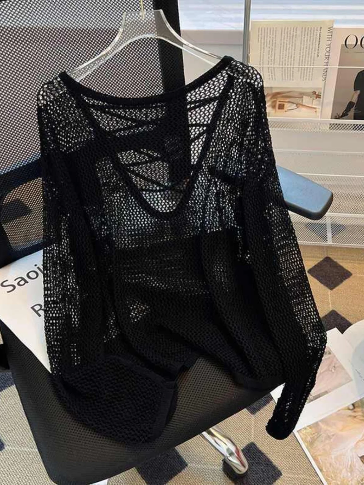 

Свободный длинный женский вязаный свитер Sve Bla в белую полоску Y2K Sle, защита от солнца, модный ленивый тренд