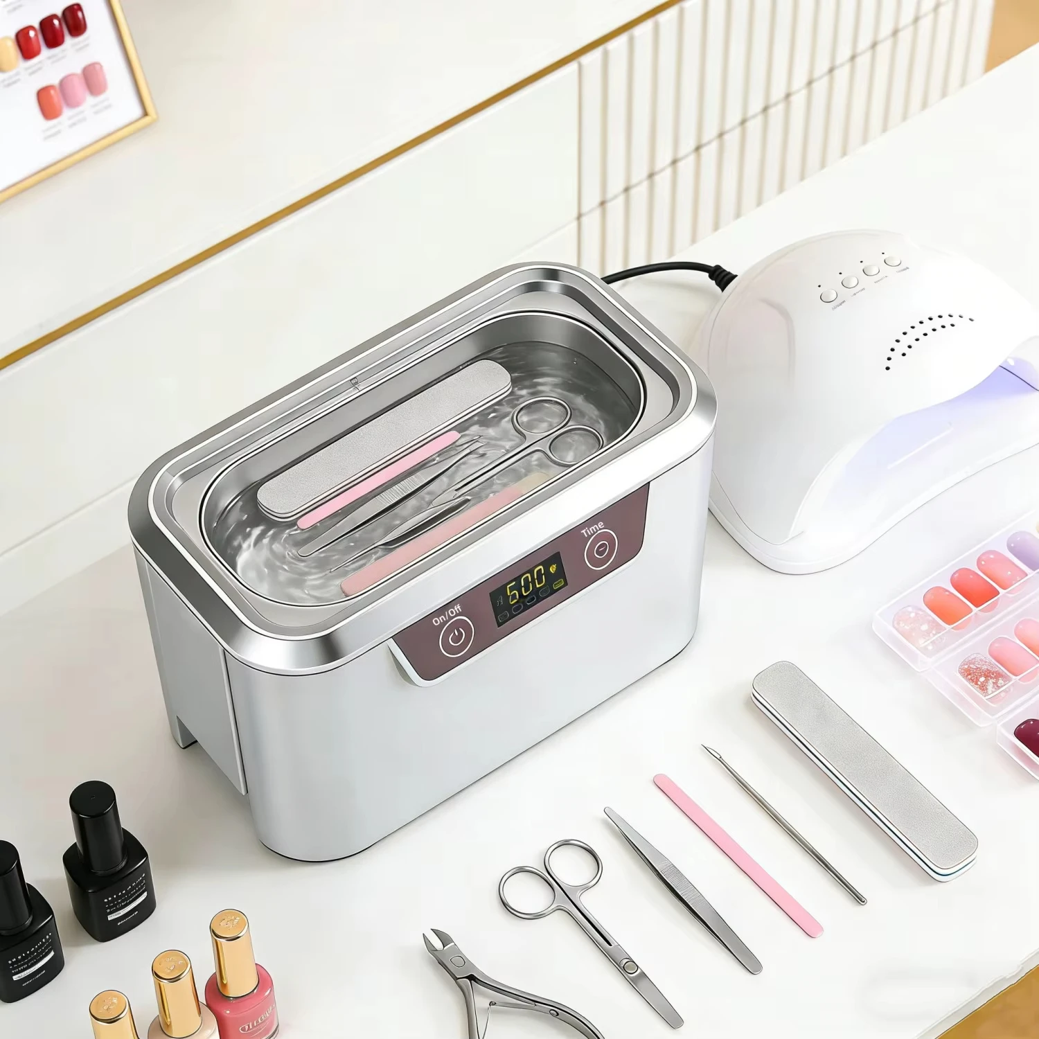 Professional Ultrasonic Cleaner 800ml Salon-Grade Jewelry & Nail Tool Cleaner with 42000Hz Cavitation