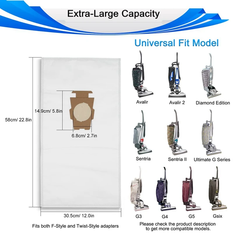 10PCS Dust Bags for Sentria Vacuum Cleaner G7E/G10/G10E/G5/G6/KY10/MK2/MK3 205811, 205814 Vacuum Garbage Bag