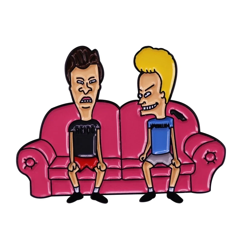 Beavis i Butthead Couch plakat przypinki na klapę plecak dżinsy emaliowana broszka kobiety moda biżuteria prezenty Cartoon odznaki