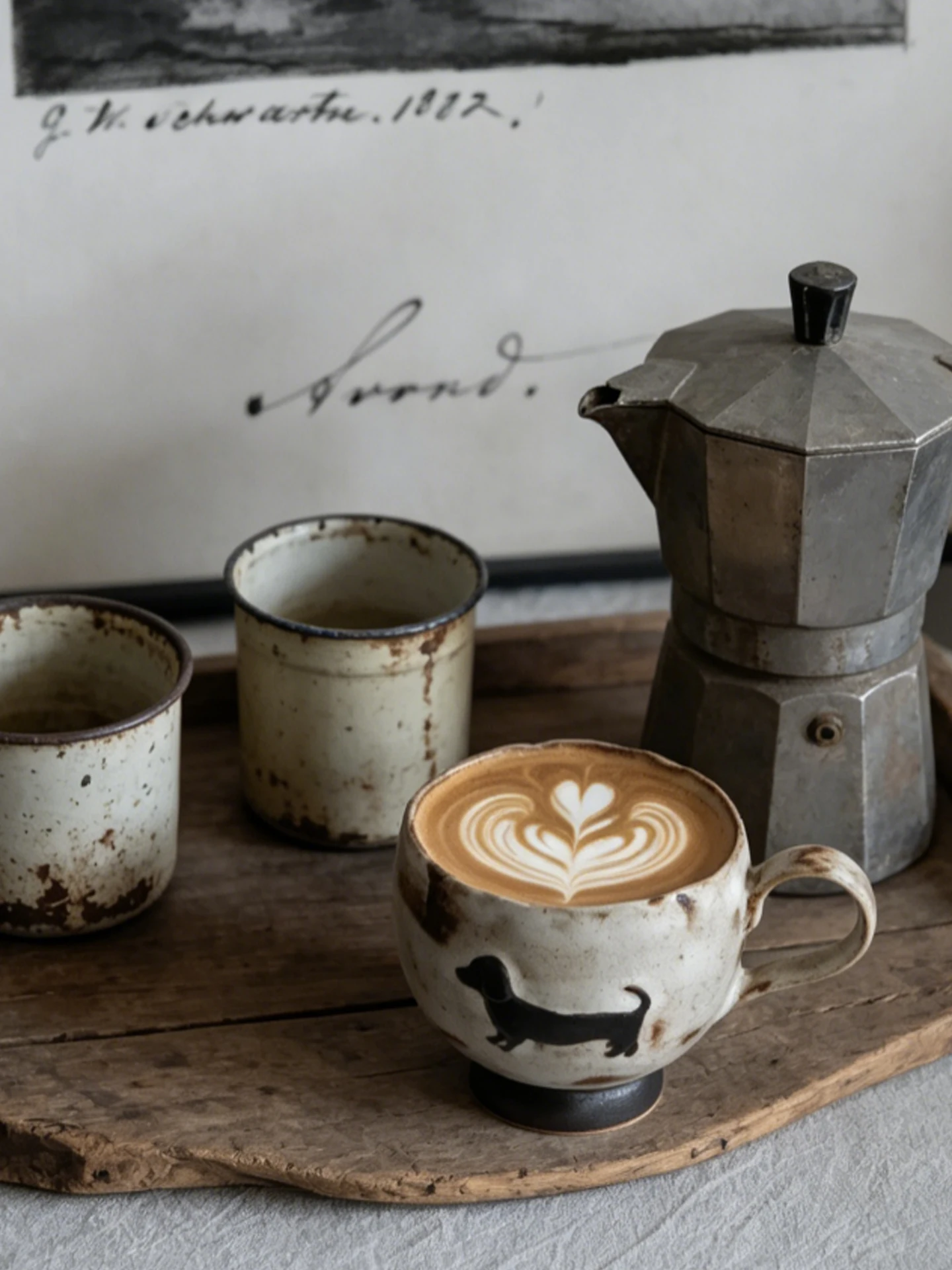 Elegant Ceramic Coffee Mug with Dog Design Wabi-Sabi Glaze Handmade Craftsmanship Perfect for Coffee Lovers And Friends
