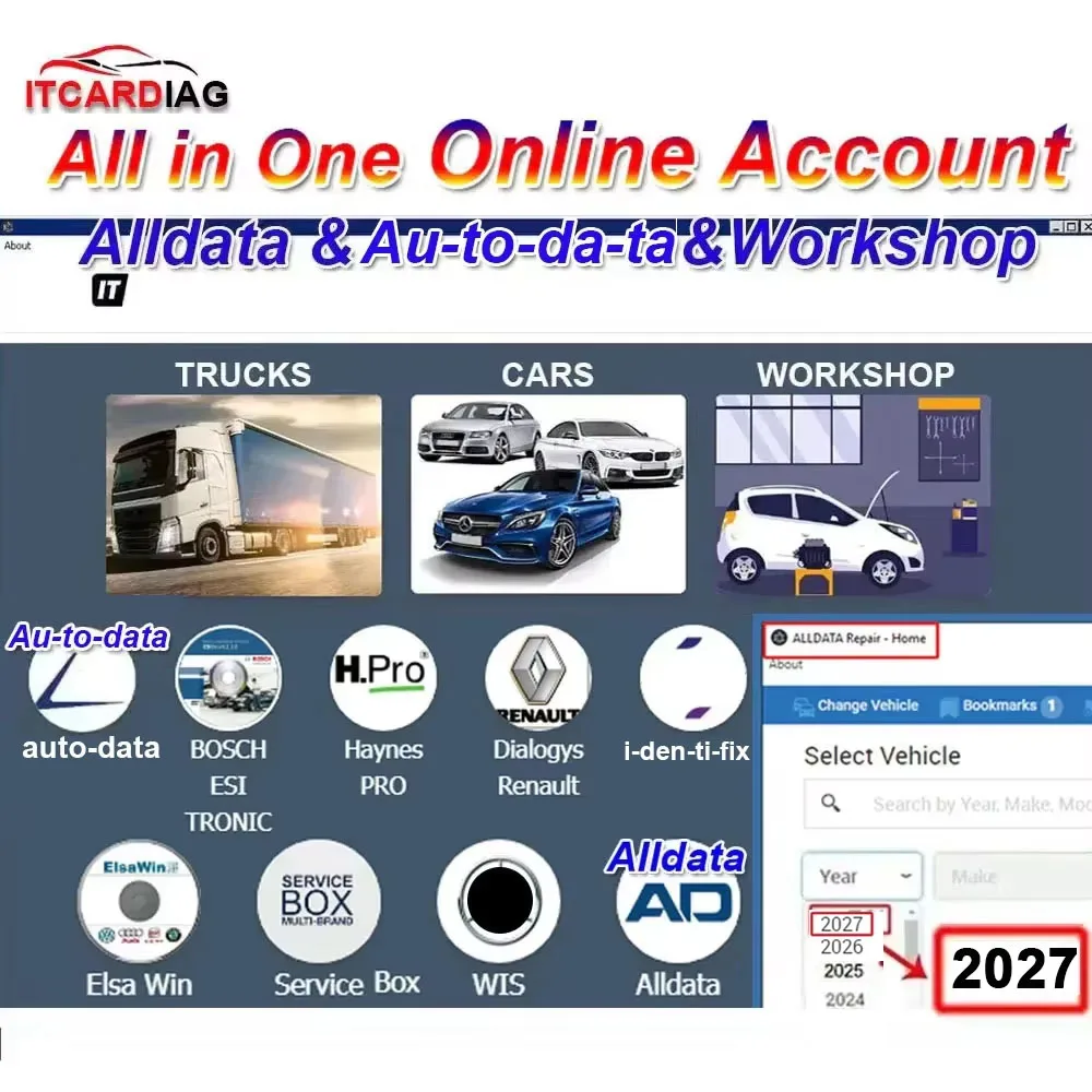 2027 Online Account for Auto-data Auto Data Alldata All Data Workshop Haynes PRO WIS Service Box Workshop Repair Software