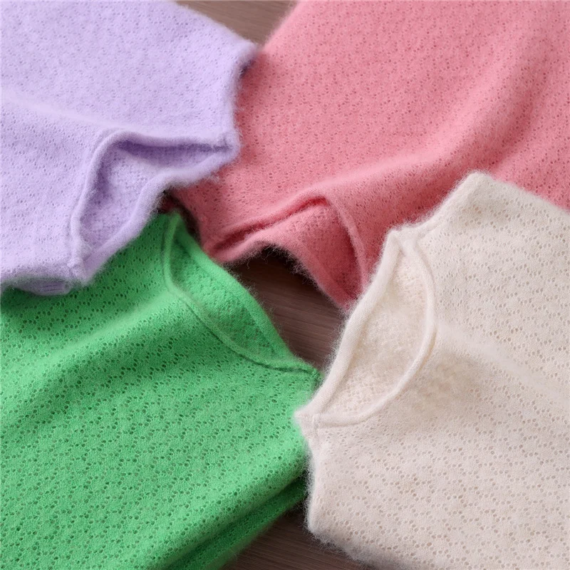 

Autumn And Winter New Hemmed Women's Round Neck Mink Cashmere Sweater Loose And Slim Knit Versatile Solid Color Bottoming Top