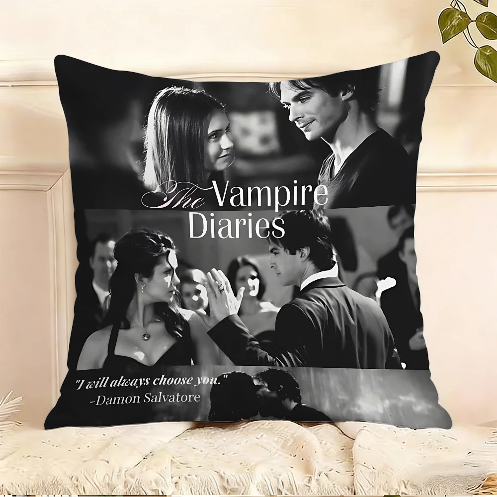 Fundas de almohada para series de televisión, decorativas para sofá, con estampado a doble cara, de felpa corta, con diseño de The V-Vampires D-Diaries