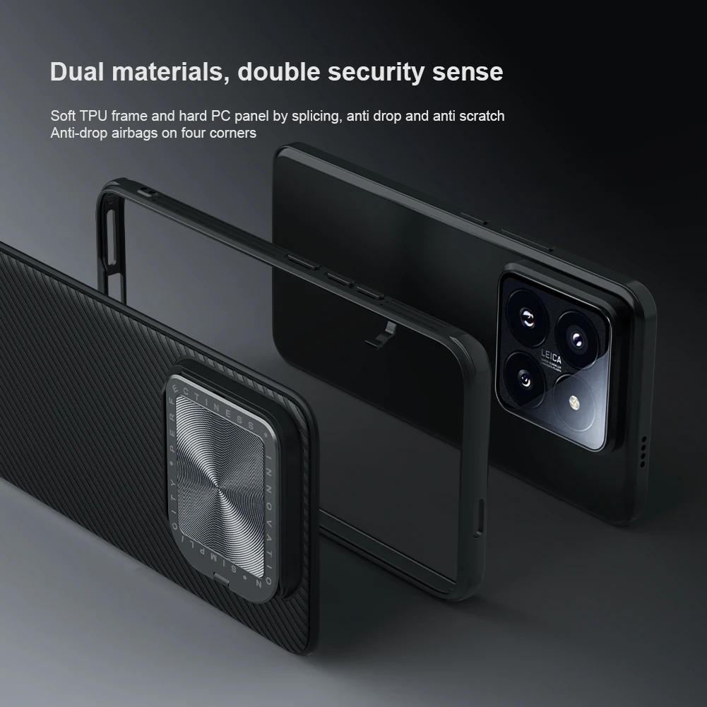 NILLKIN for Xiaomi Mi 14 Pro / 14 5G case Slide Protect Lens Frosted 360 full Camera Protection CamShield Back cover for Mi14