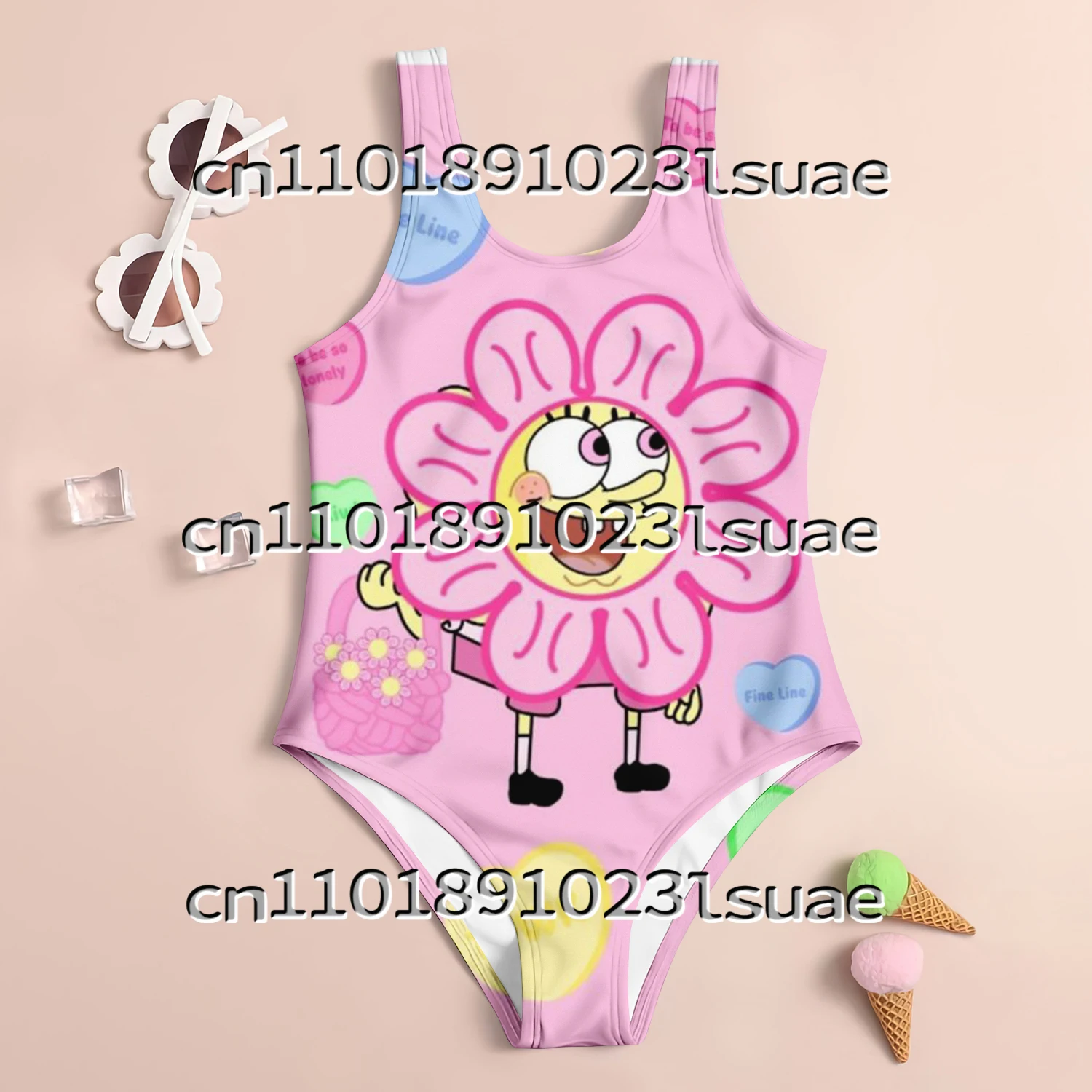 

Летняя ГОРЯЧАЯ ПРОДАЖА, новый детский цельный купальник Miniso, защита от солнца, повседневный милый купальник с героями мультфильмов, женская детская пляжная одежда