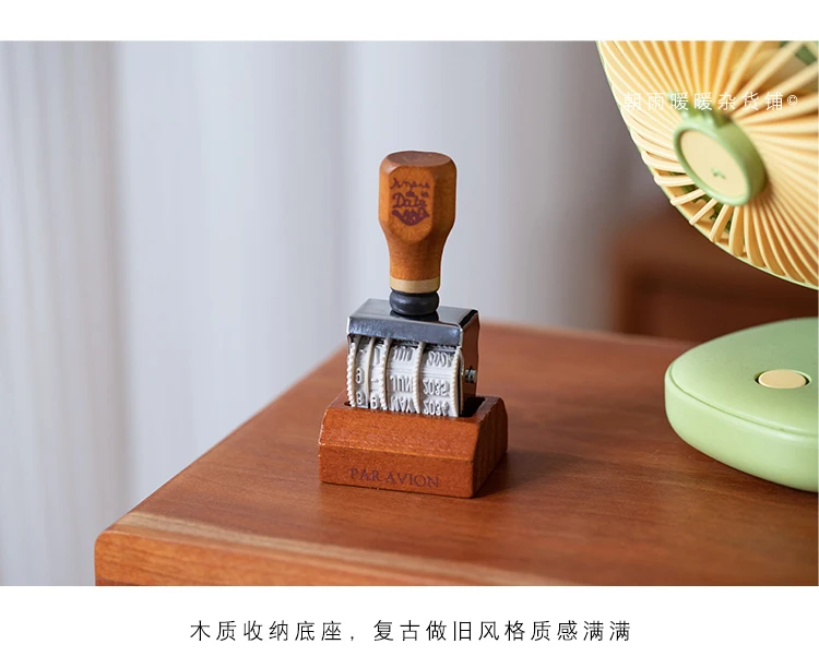 Chaoyu Retro Holz-Datumsstempel Einstellbarer Digitaler Rollstempel Kreatives Tagebuch DIY Check-In Dekoration – Detail 4