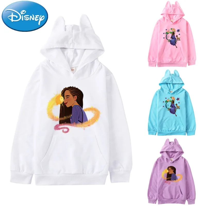 

Disney Wish Cartoon Hoodies Anime Figure Asha Princess 3D Printing Children's Pullovers Cute Girls Long Sleeve Cotton Sweatshirt
