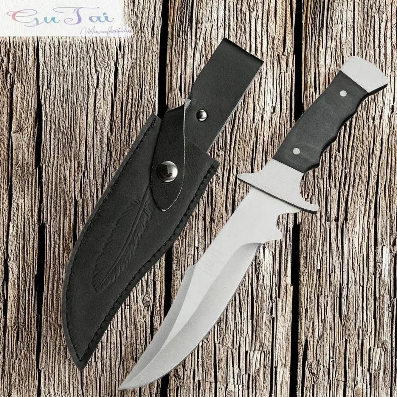 The fixed blade is made of rust-proof AISI 420 steel and is suitable for camping, wilderness survival, and home barbecue knives