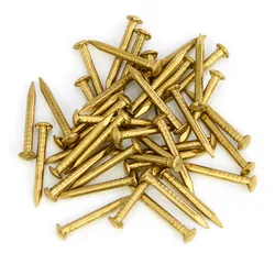 10/100pcs Golden Dia 1.2 1.5 2 2.8mm Pure Copper Small Mini Round Head Nail for Furniture Hinge Drum Jewelry Box Length= 8–50mm