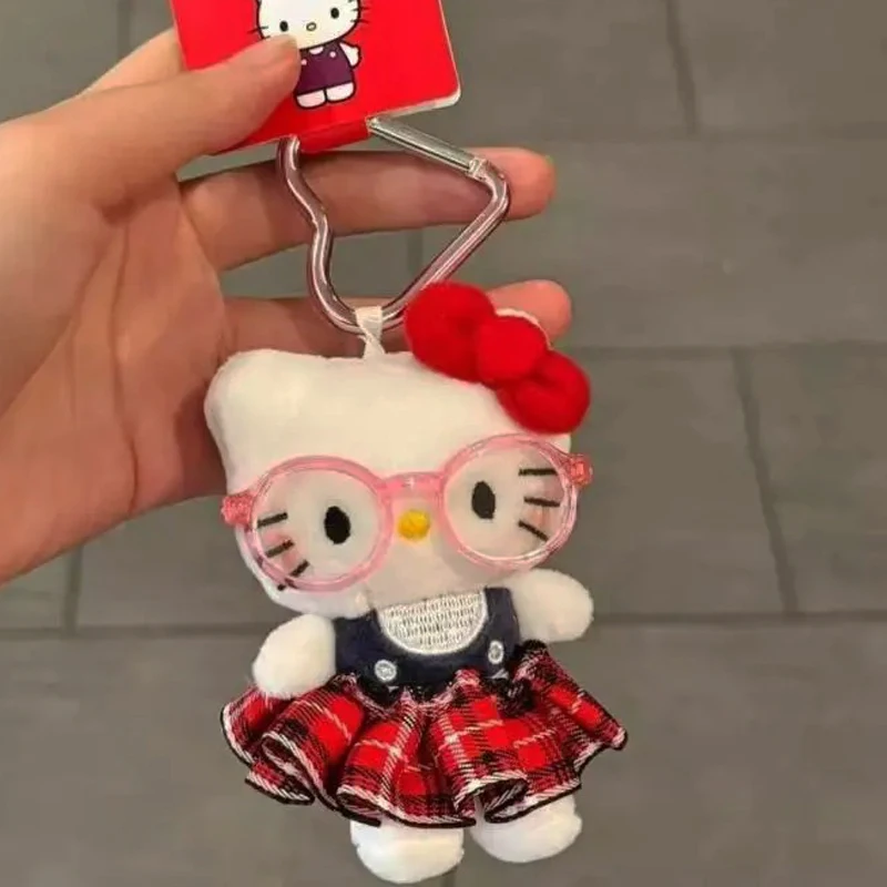 حار سانريو مرحبا كيتي Kawaii سوبر لطيف نظارات دمية حقيبة قلادة الكرتون لطيف أفخم دمية المفاتيح إعطاء هدايا عيد الميلاد للفتيات #3