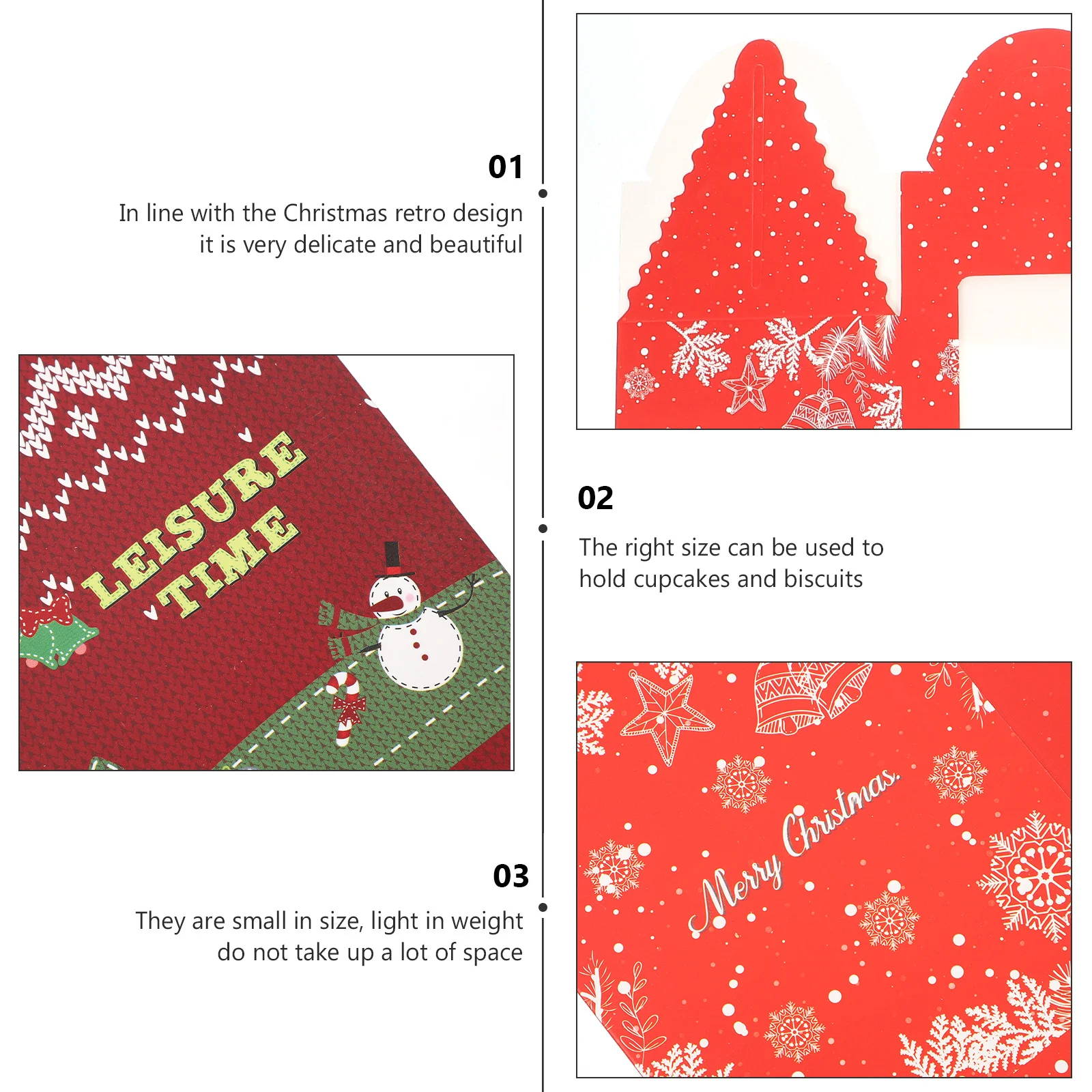 

20Pcs Christmas Cupcake Boxes Retro Design Lightweight Cupcake Containers Festive Dessert Holders Xmas Dessert Boxes