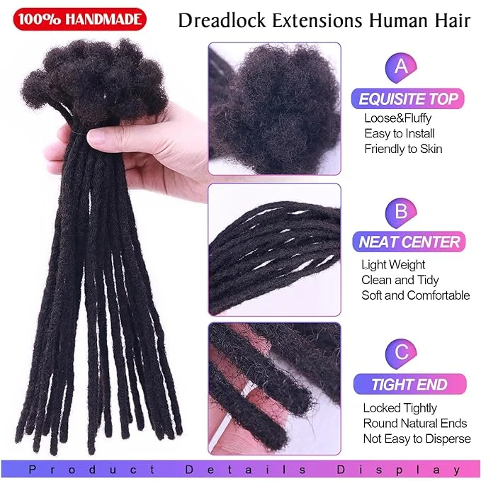 Human Hair Dreadlock Extentions Deep Goddess Human Hair Dread Loc Color Goddess Braids Hair For Black Goddes Loc Youmay Virgin