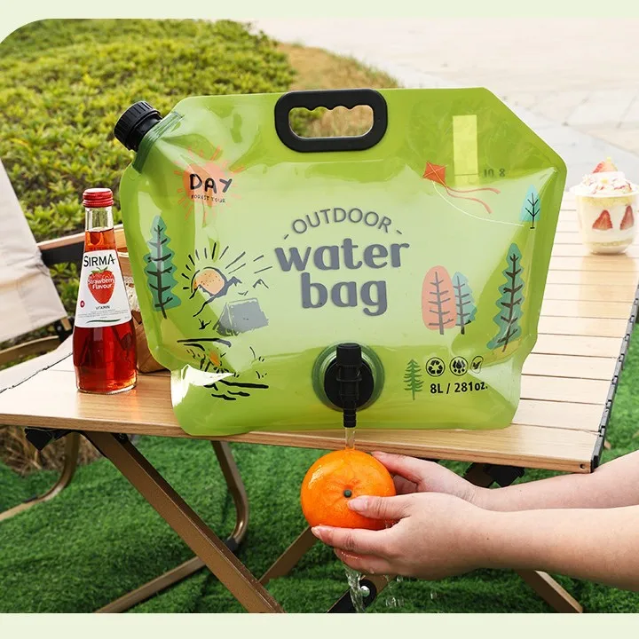

8-литровая портативная складная мягкая сумка для хранения воды для активного отдыха, спорта и кемпинга с краном для подачи воды
