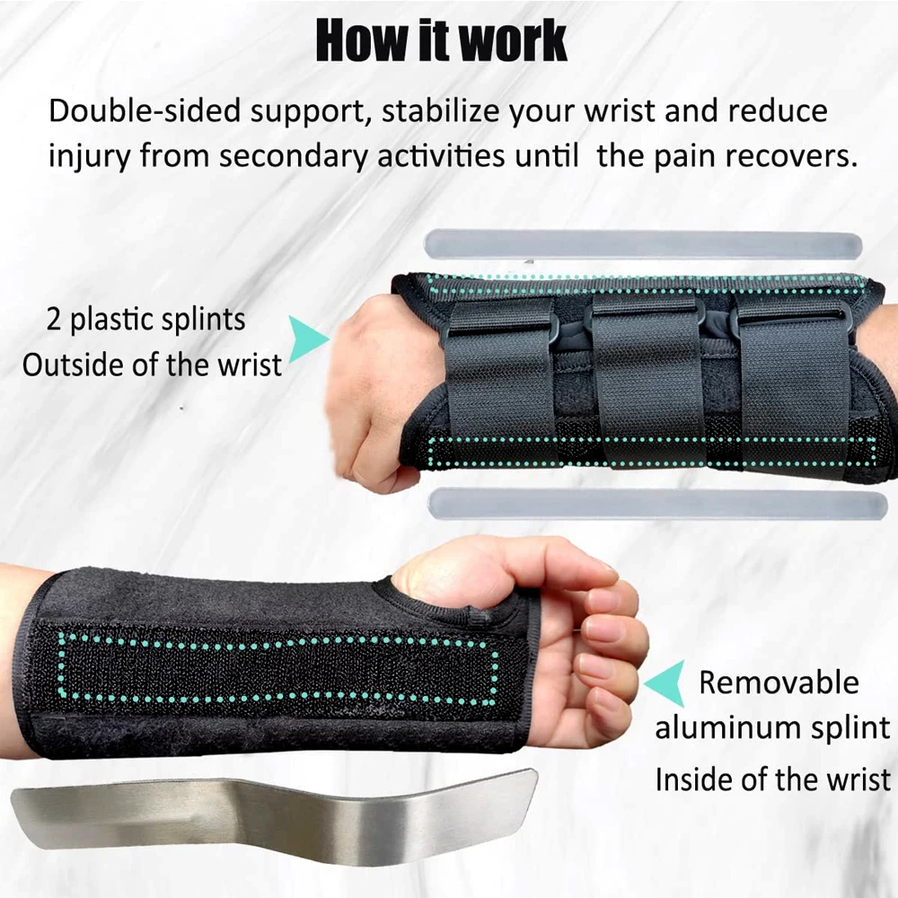 GOMOREON 1Pcs Wrist Brace for Carpal Tunnel, Wrist Splint, Great for Wrist Pain, Sprain, Sports Injuries, Joint Instability