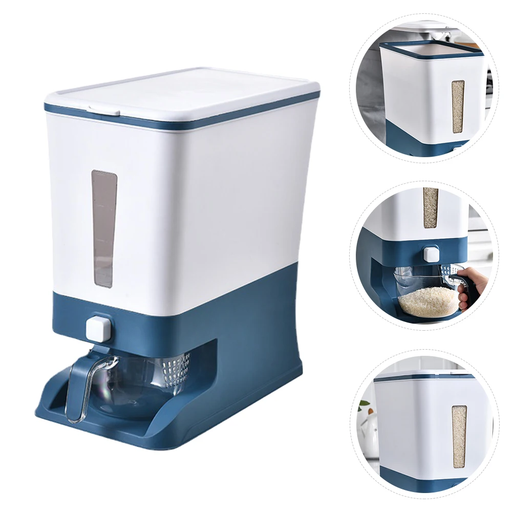 

12Kg Large Capacity Metering Rice Bucket Air Tight Food Grade Storage Container Household Cereal Grain Bean Bucket Clear Scale