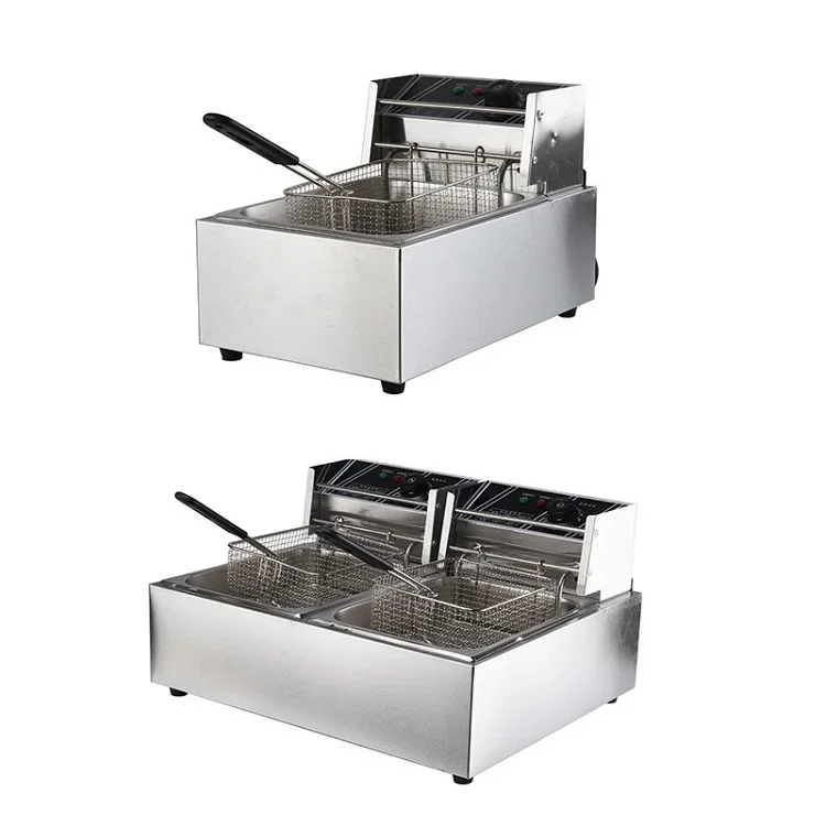 

Gas Fryer 6L double Cylinder French Fries Fryer Desktop LPG Fryer with Oil Fried Chicken Equipment