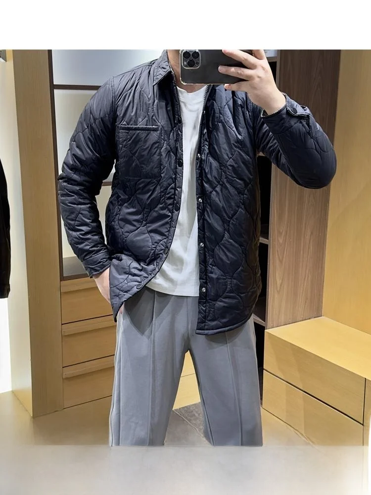 

Thiened Cotton Jaet for Men Warmth Sewing Proc Retro Collar Autumn Winter Stand Fit Regular Length Faionable Youth