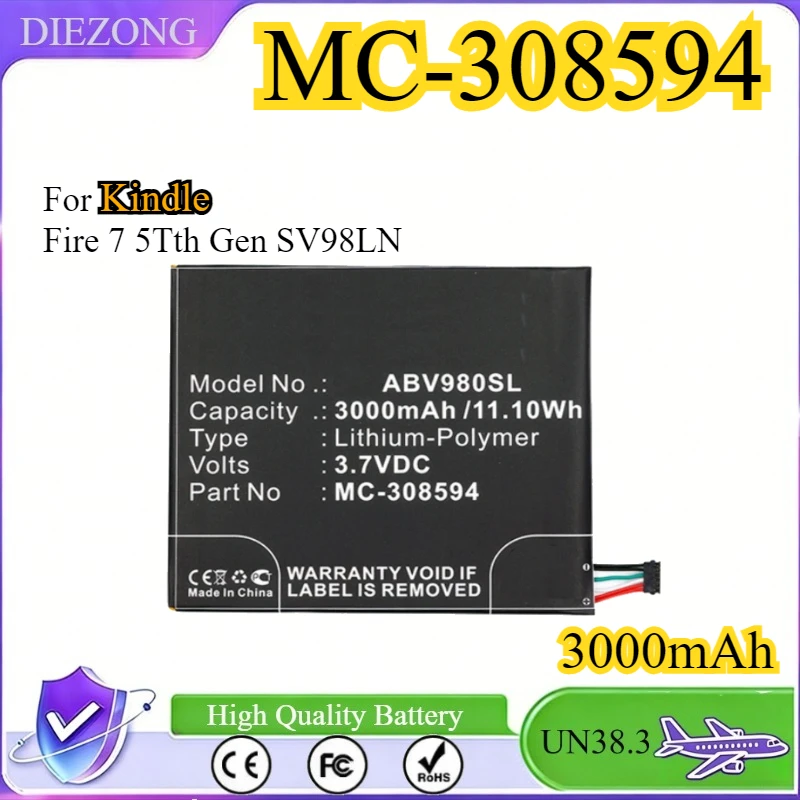 

MC-308594 Tablet Battery for Kindle Fire 7 5Tth Gen SV98LN 3.7V /3000mAh / 11.10Wh Bateria Tablet High Qualty