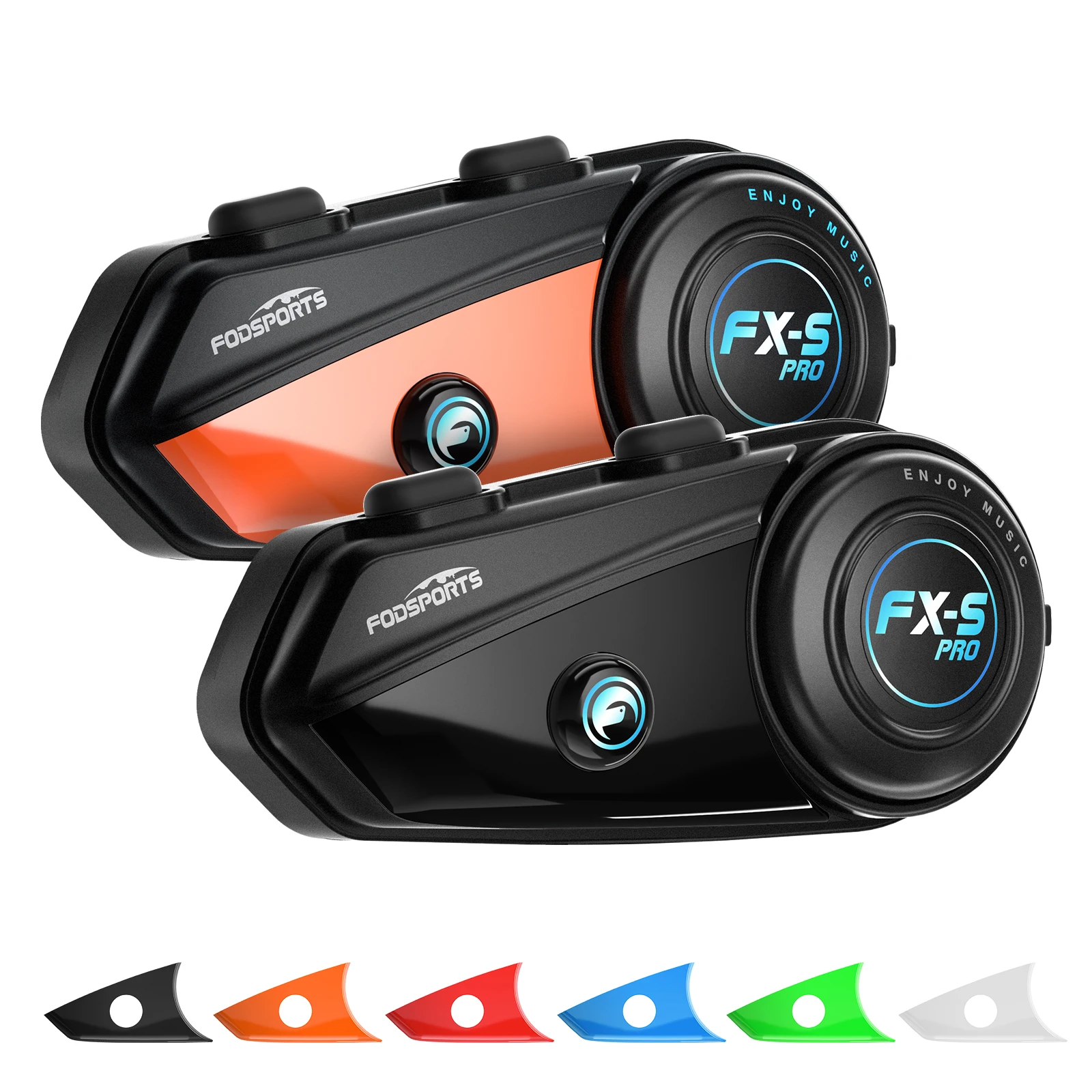 2PCS Fodsports FX-S PRO Helmet Bluetooth Headset 2-Way Motorcycle Intercom 1000m,BT5.4,Music Share,With DIY 6-Color Looks