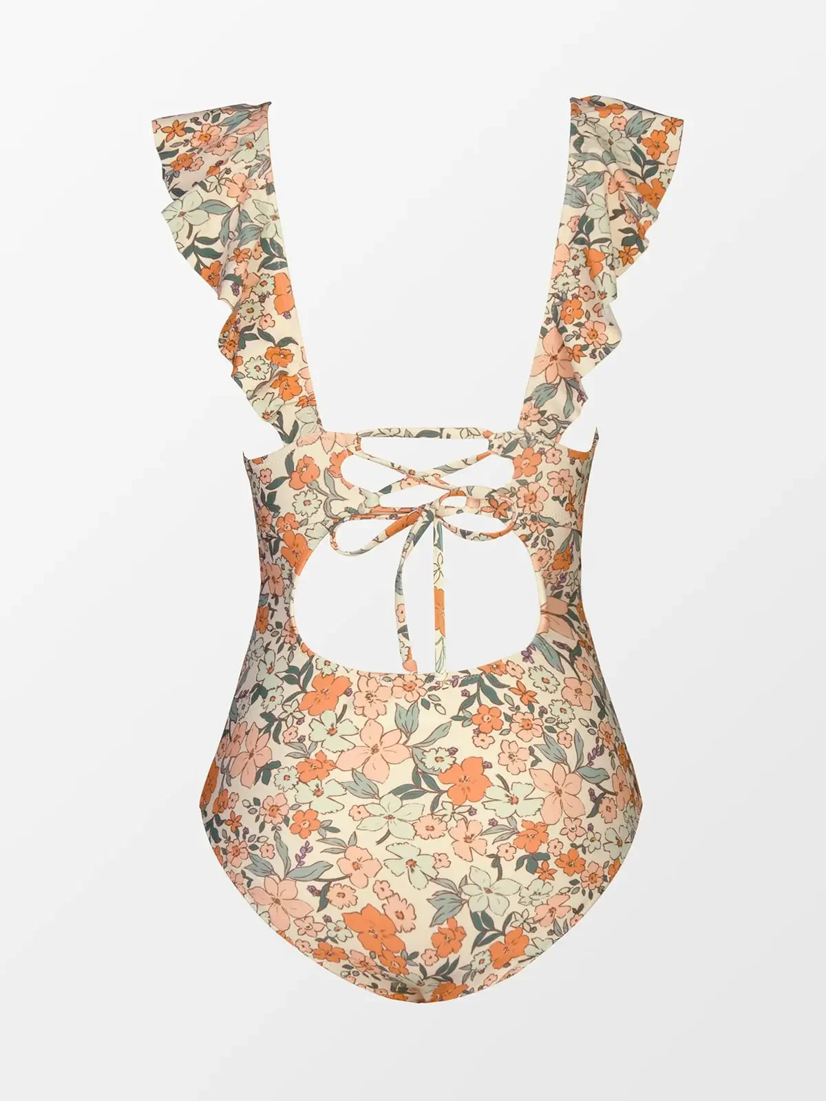 Traje de baño de una pieza para mujer, trajes de baño con volantes, cuello en V, con cordones, traje de baño con control de barriga