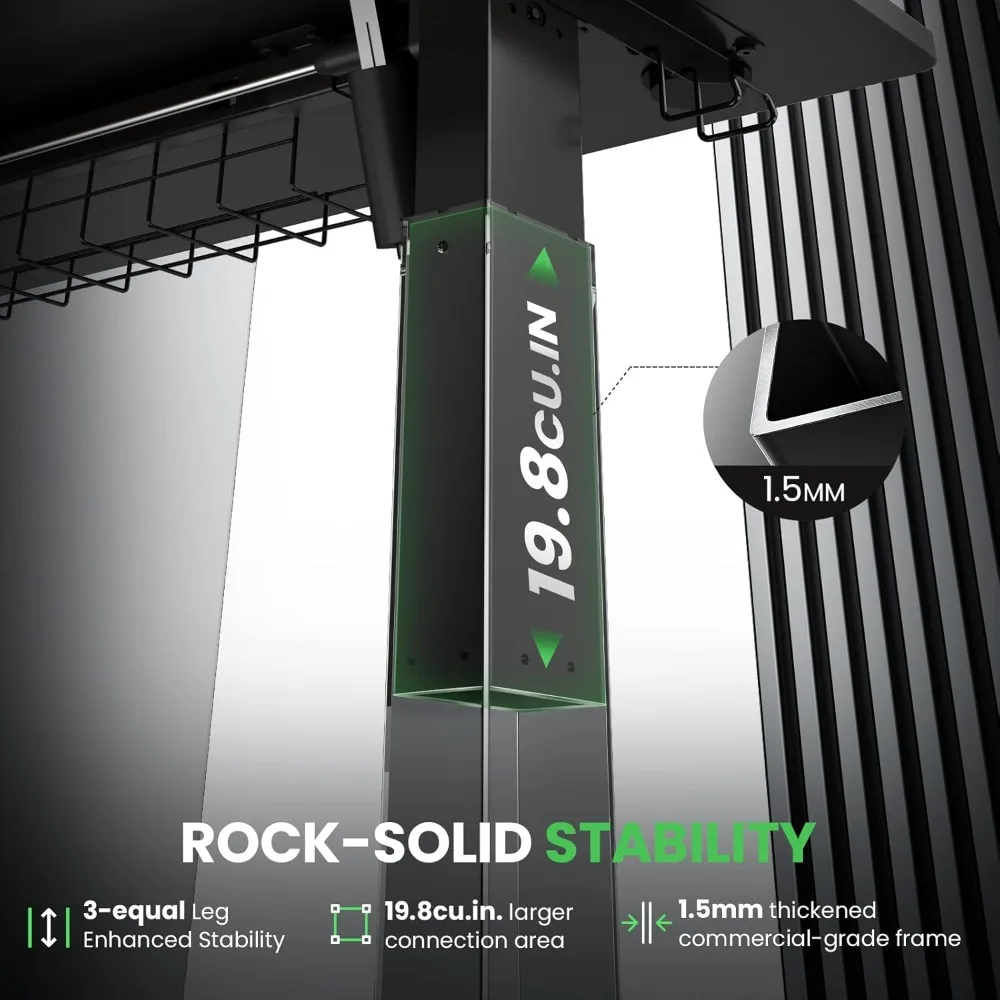 طاولة قائمة على شكل حرف L - طاولة زاوية قابلة للتعديل مقاس 63 × 55 بوصة مع محطة شحن - طاولة قائمة على شكل حرف L #3