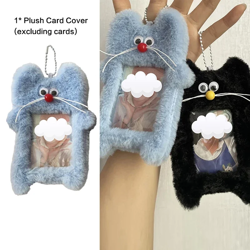 1 peça 3 Polegada kpop idol foto titular do cartão dos desenhos animados de pelúcia mouse pequeno cartão caso de exibição bonito chaveiro id cartão capa proteção
