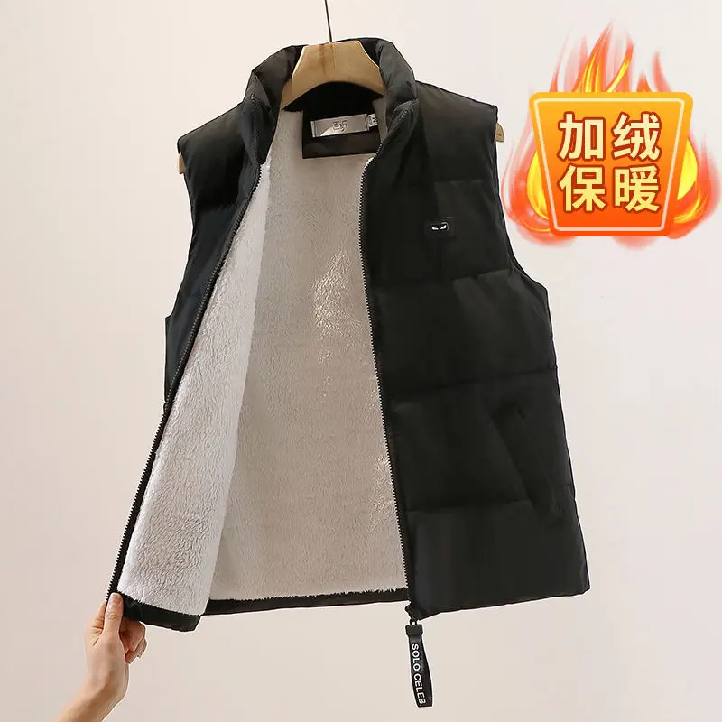 2024 Autumn Winter New Elegant Cotton Warm Vest Female Students Streetwear Korean Loose Sleeveless Parkas Vest Women