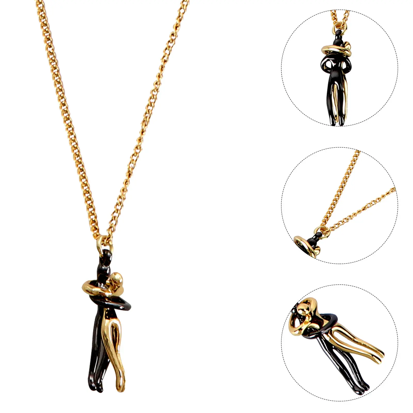 

1pc Stylish Couple'S Necklace Figure Pendant Romantic Valentine'S Day Gift Lover'S Hugging Neck Pendant Women Jewelry Chain