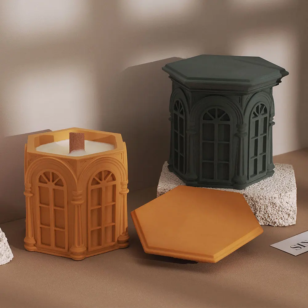 2szt/zestaw Vintage Rome Storage Box Silicone Mold Cement Candle Jar Vessel Concrete Mold Guardian Angel Pen Holder Plant Pot Mold