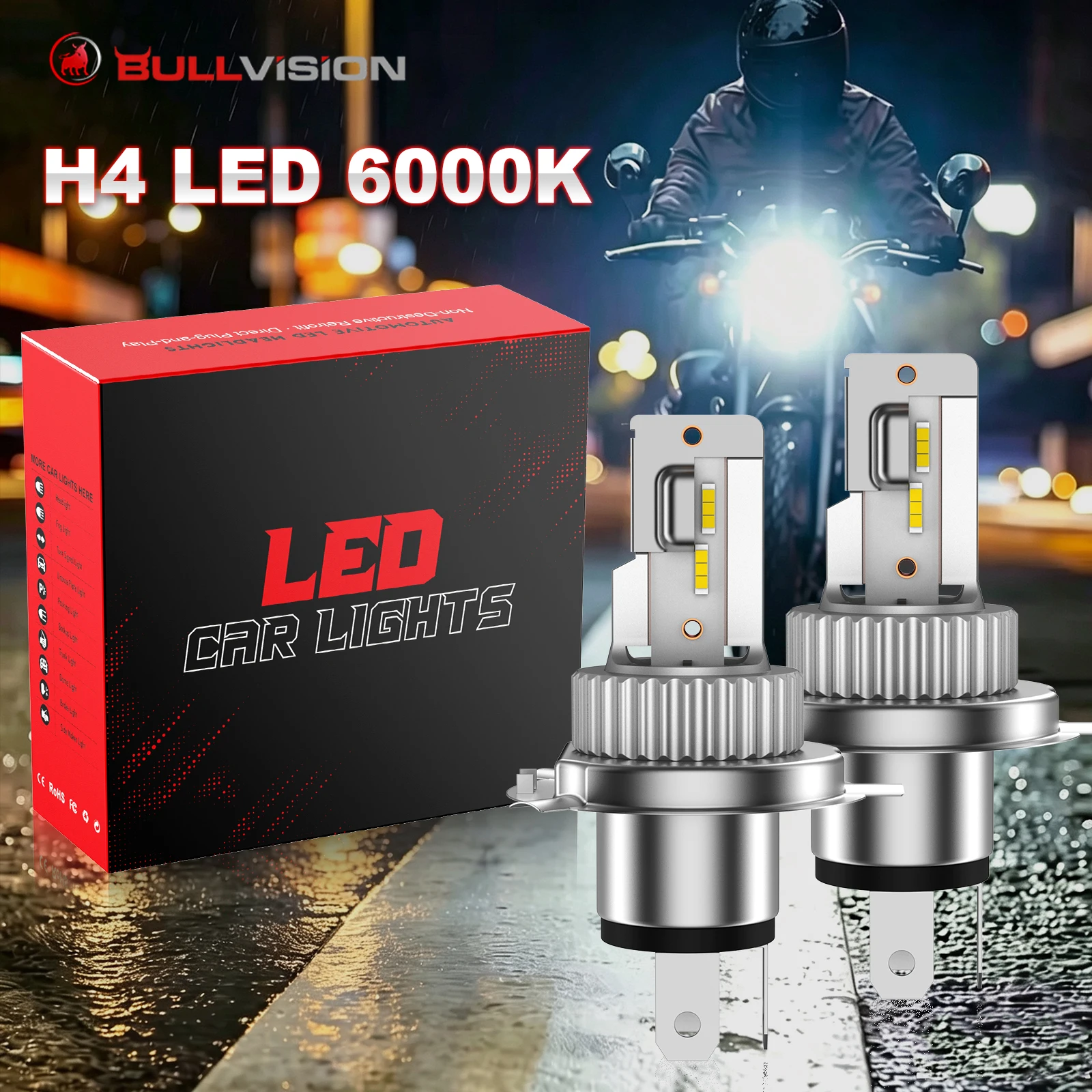 1/2X H4 LED Bulb Super Bright HB2 9003 CSP LED Headlight Canbus Super Bright High Low Beam for Car/Motorcycle H4 LED Headlamp