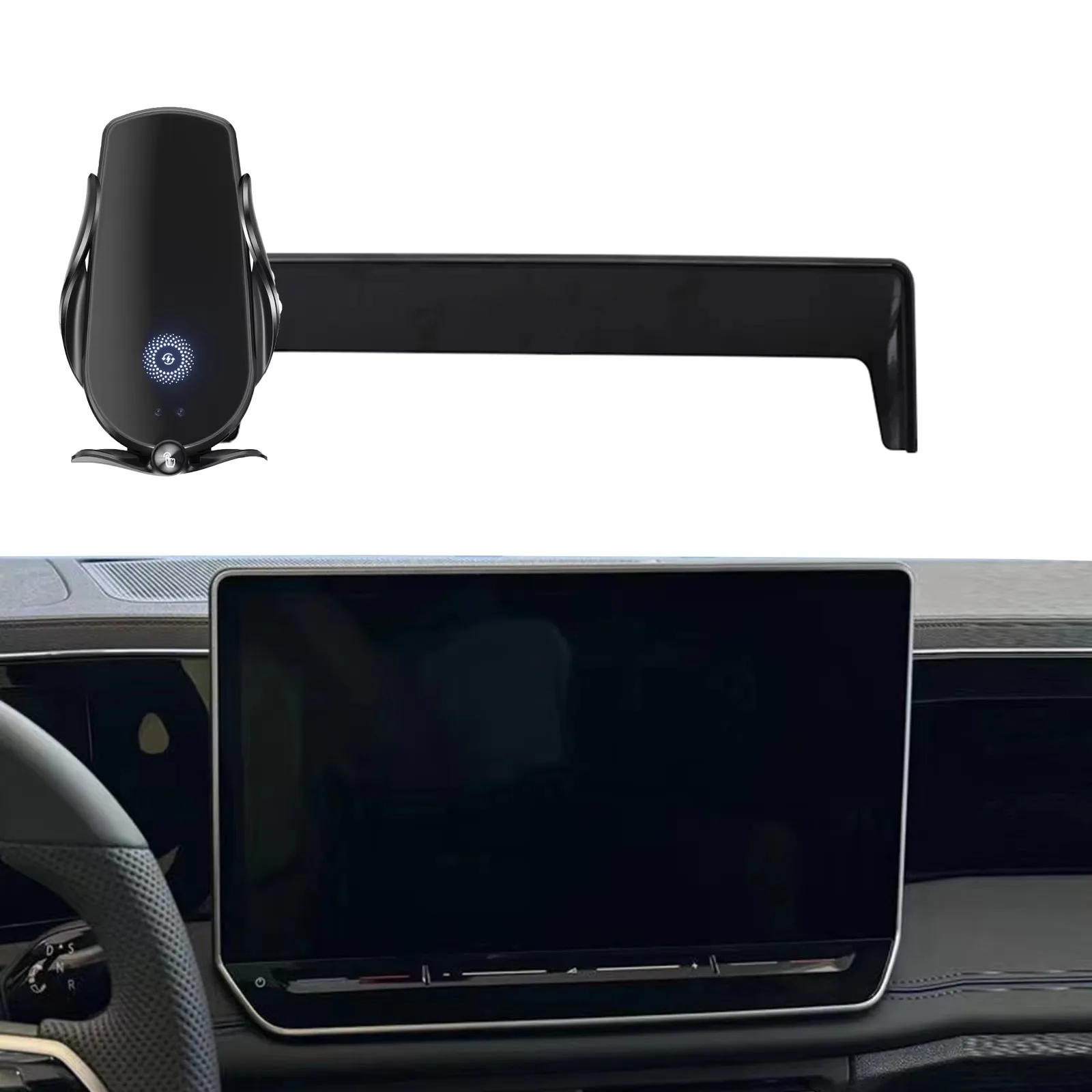 Car Phone Holder for VW Tiguan 2024 2025 15in（Not fit 12.9in）Screen Navigation Bracket Magnetic Wireless Charging Rack Mount 