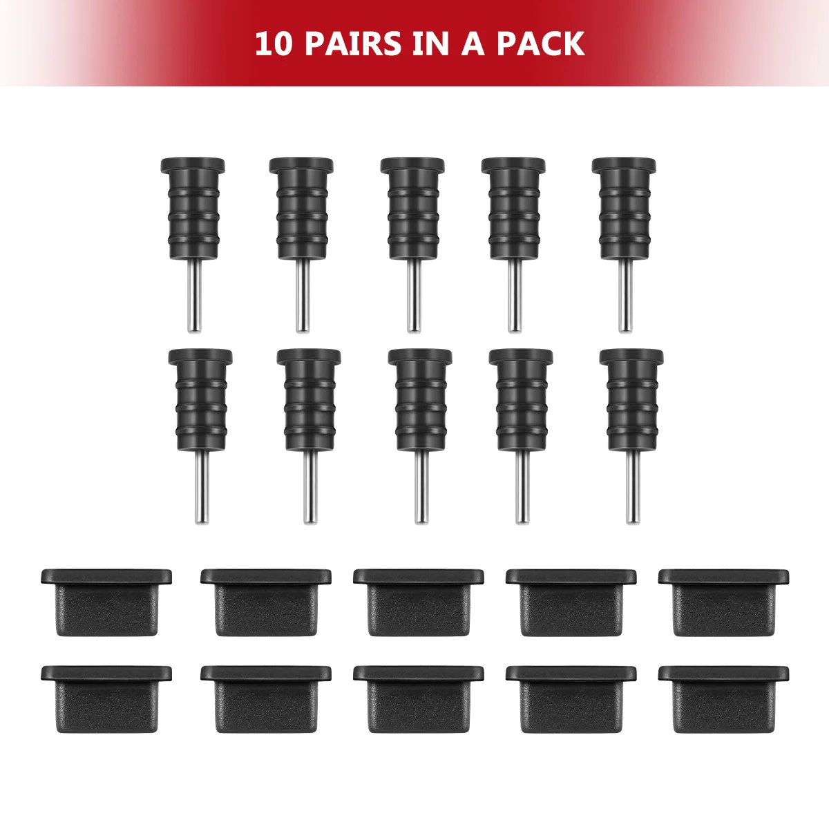 UKCOCO 10 Pairs USB Type C Protective Covers Silicone Port Plug Covers (Black) silicone plug headphone jack plug