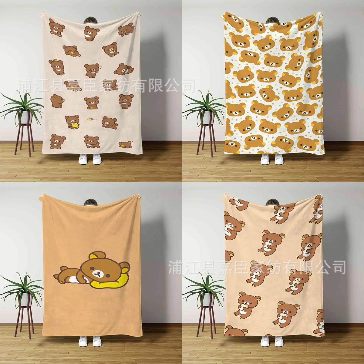 Cartoon Rilakkumas Flannel Blanket Anime Kawaii Korilakkuma Summer Throw Blanket Quilt Winter Warm Bedspread Single Queen Size