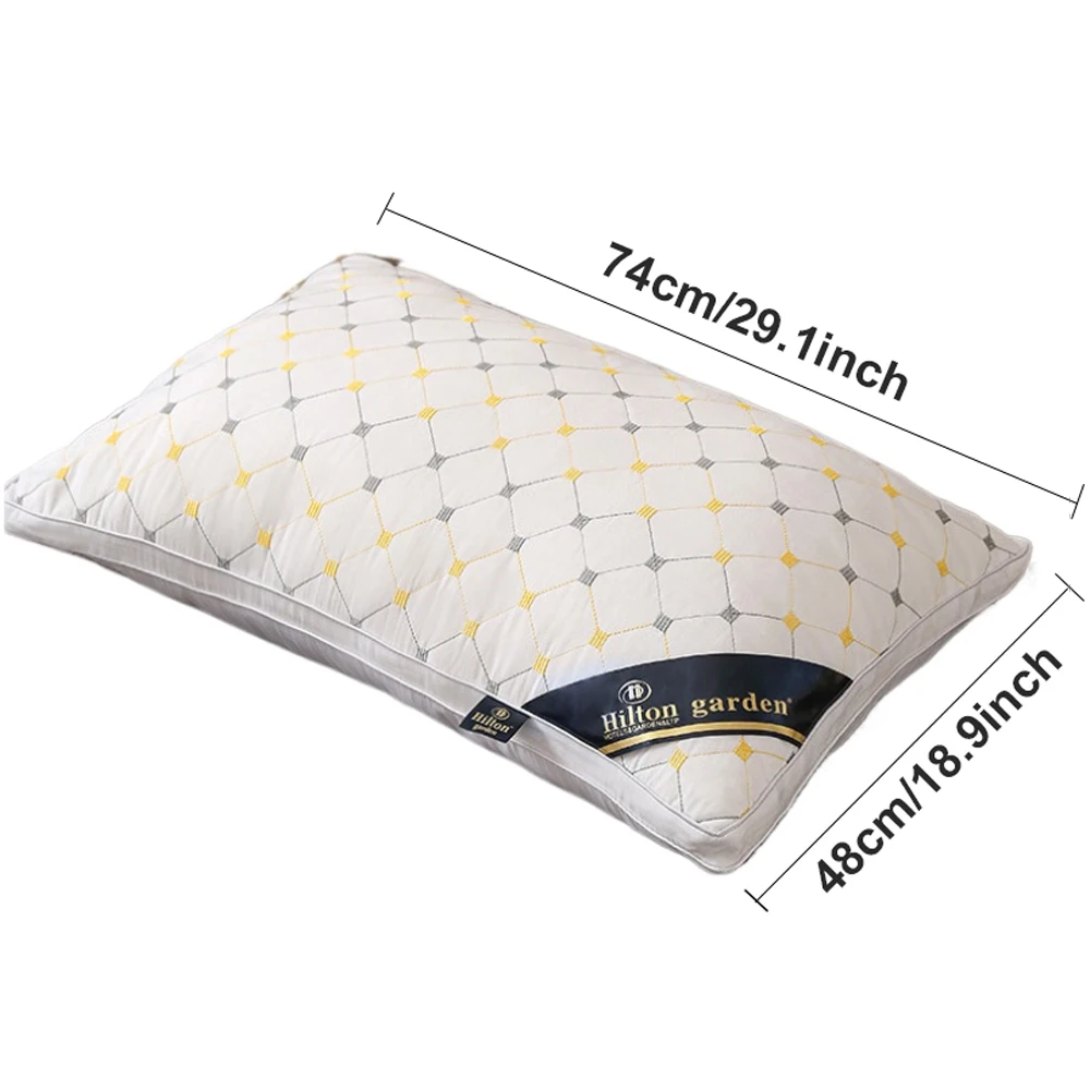 1PC Luxury Embroidered Fiber Pillow Core Bedding 3D Style Rectangle Pillow for Neck Protection, Quick Rebound Not Easy To Deform