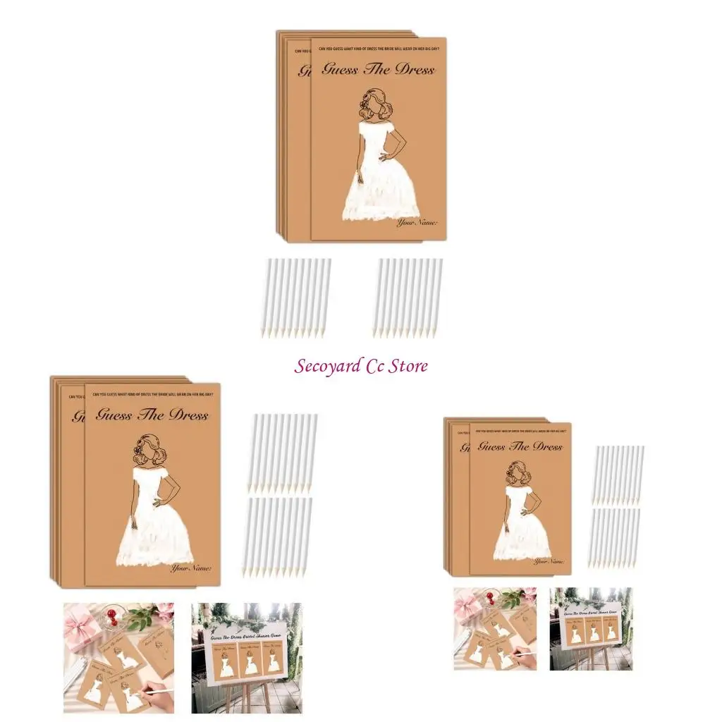 

N3UC 1 Set Guesses The Dress Bridal Shower Games for Guests Wedding Shower Games Cards & Pencils Funny Wedding Party Supplies