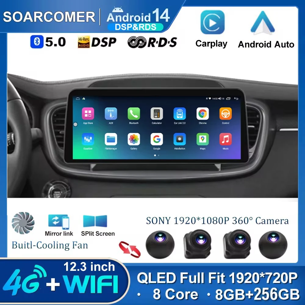 12.3 inch andriod 14 for KIA Sorento 2015-2018 Central AuTO radio Multimedia System Video GPS Navigator DSP 4G WiFi RDS