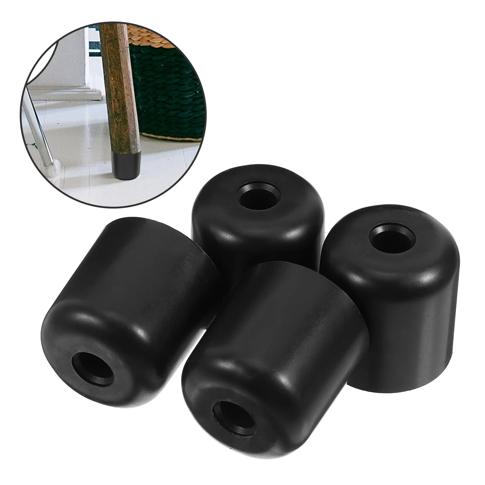 

4Pcs Plastic Furniture Legs Black Round Tapered Sofa Replacement Legs Easy Install Stable Support for Couch Table Bed